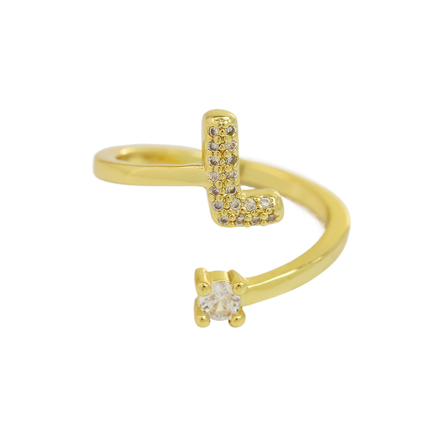 Elegant Glitter Initial Diamond Ring