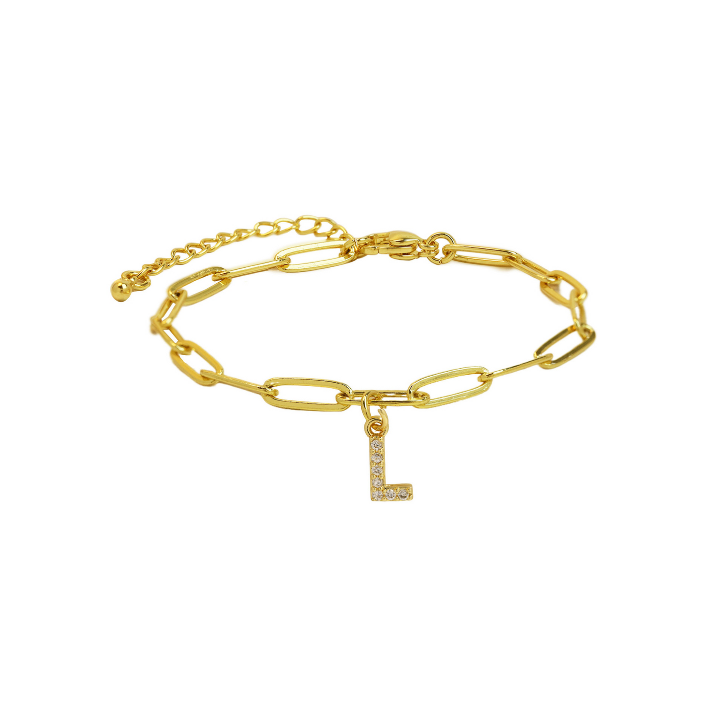 Dainty Monogram Paperclip Charm Bangle