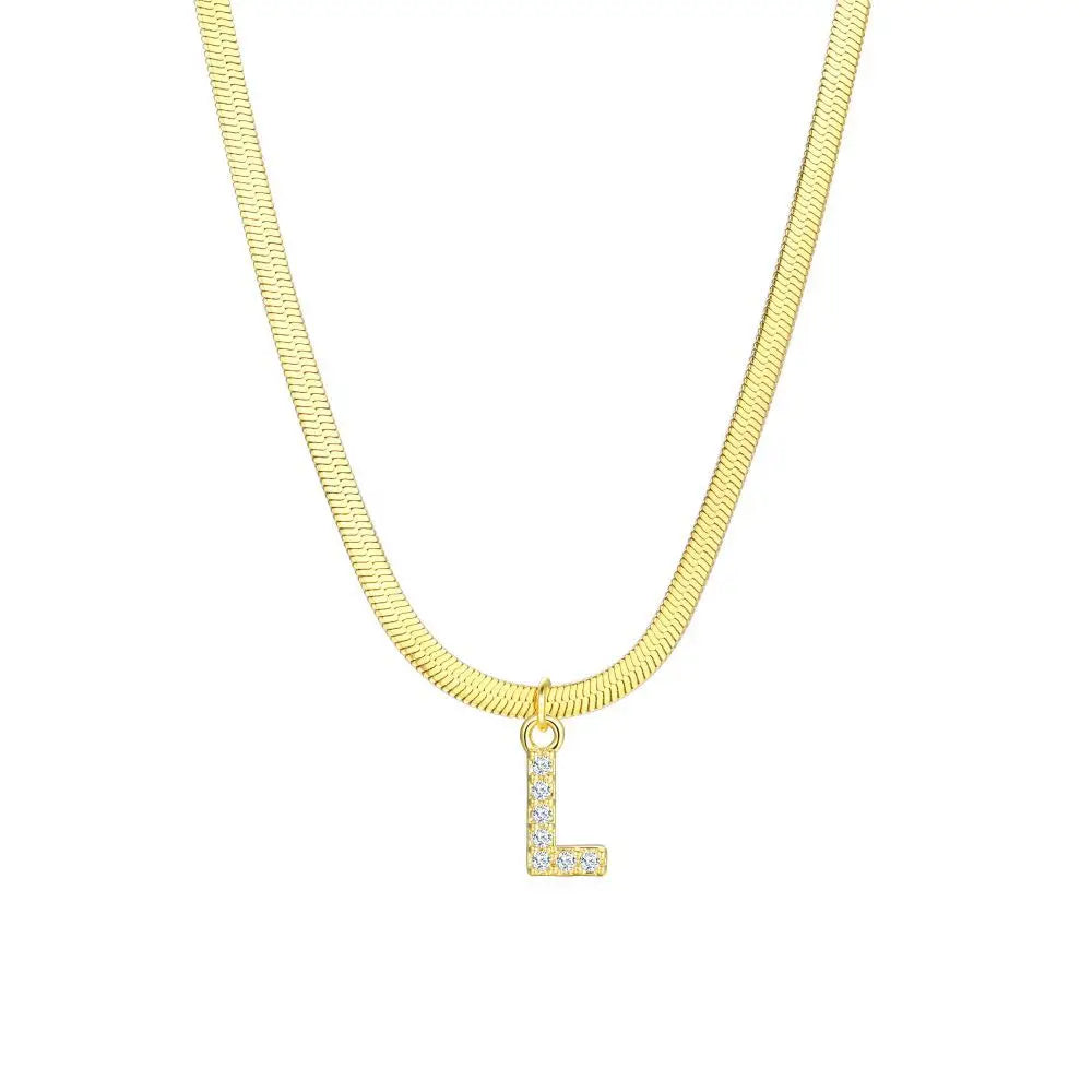 Dainty Letter Diamond Bar Chain Necklace