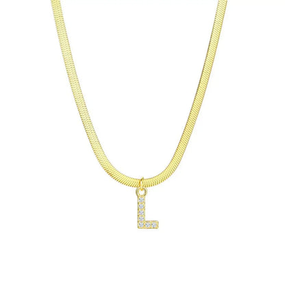 Dainty Letter Diamond Bar Chain Necklace