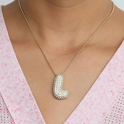 Sparkly Letter Diamond Pendent Necklace