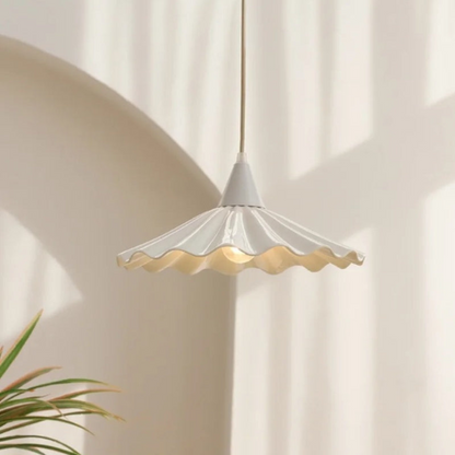 Stylish White Ceramic Pendant Light with Textured Shade - Luxicro