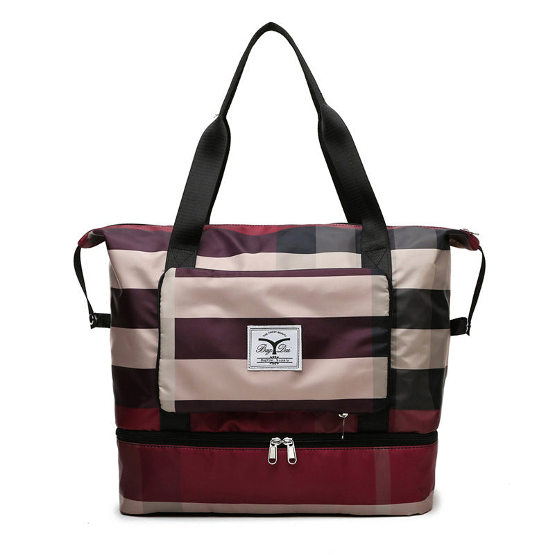 Large Checked Travel Duffel Bag with Extra Space