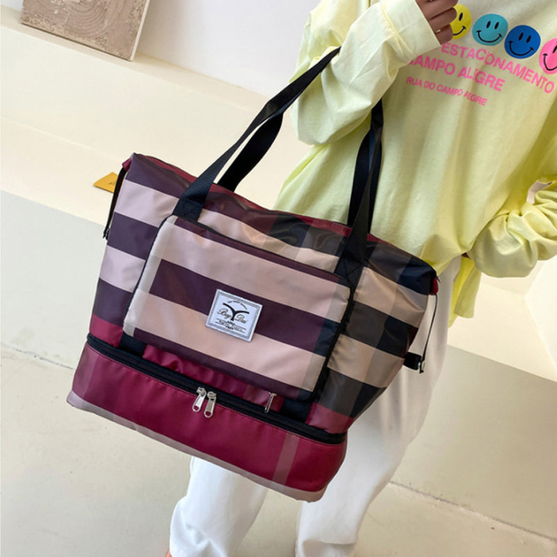 Large Checked Travel Duffel Bag with Extra Space