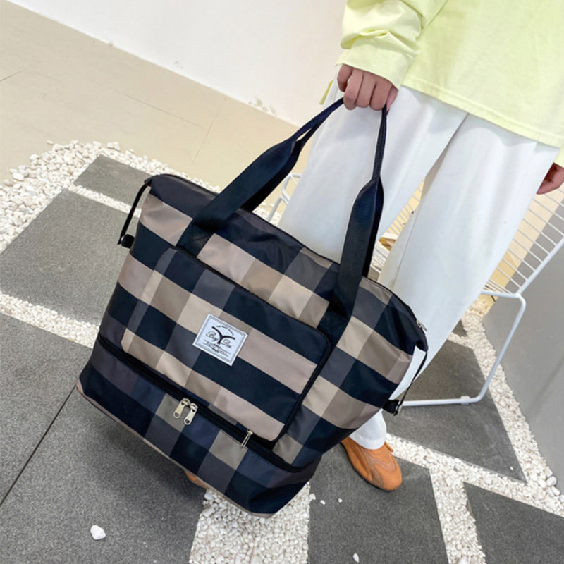 Large Checked Travel Duffel Bag with Extra Space