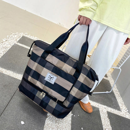 Large Checked Travel Duffel Bag with Extra Space