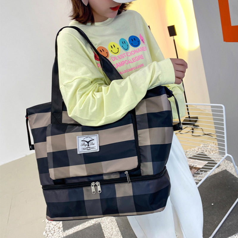 Large Checked Travel Duffel Bag with Extra Space