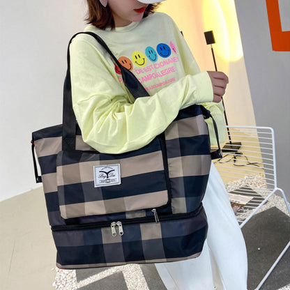 Large Checked Travel Duffel Bag with Extra Space