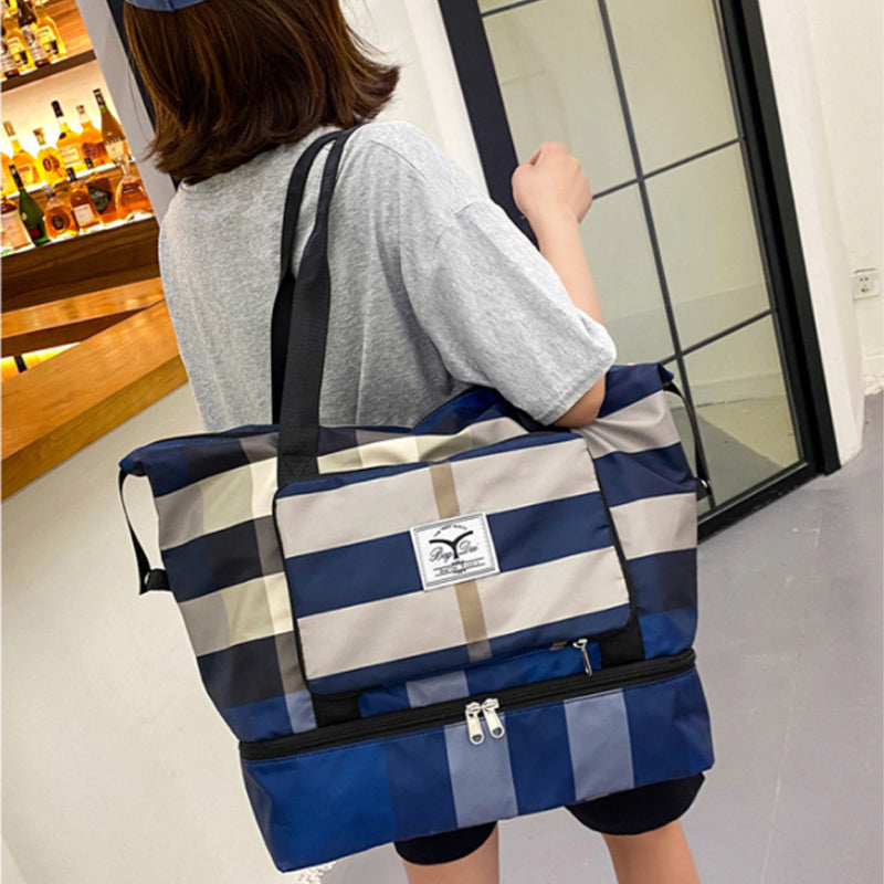 Large Checked Travel Duffel Bag with Extra Space