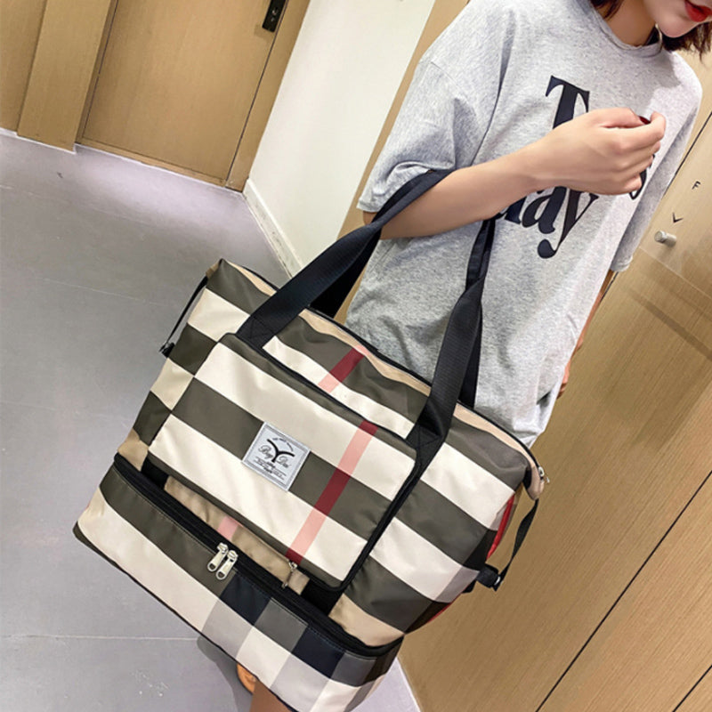Large Checked Travel Duffel Bag with Extra Space