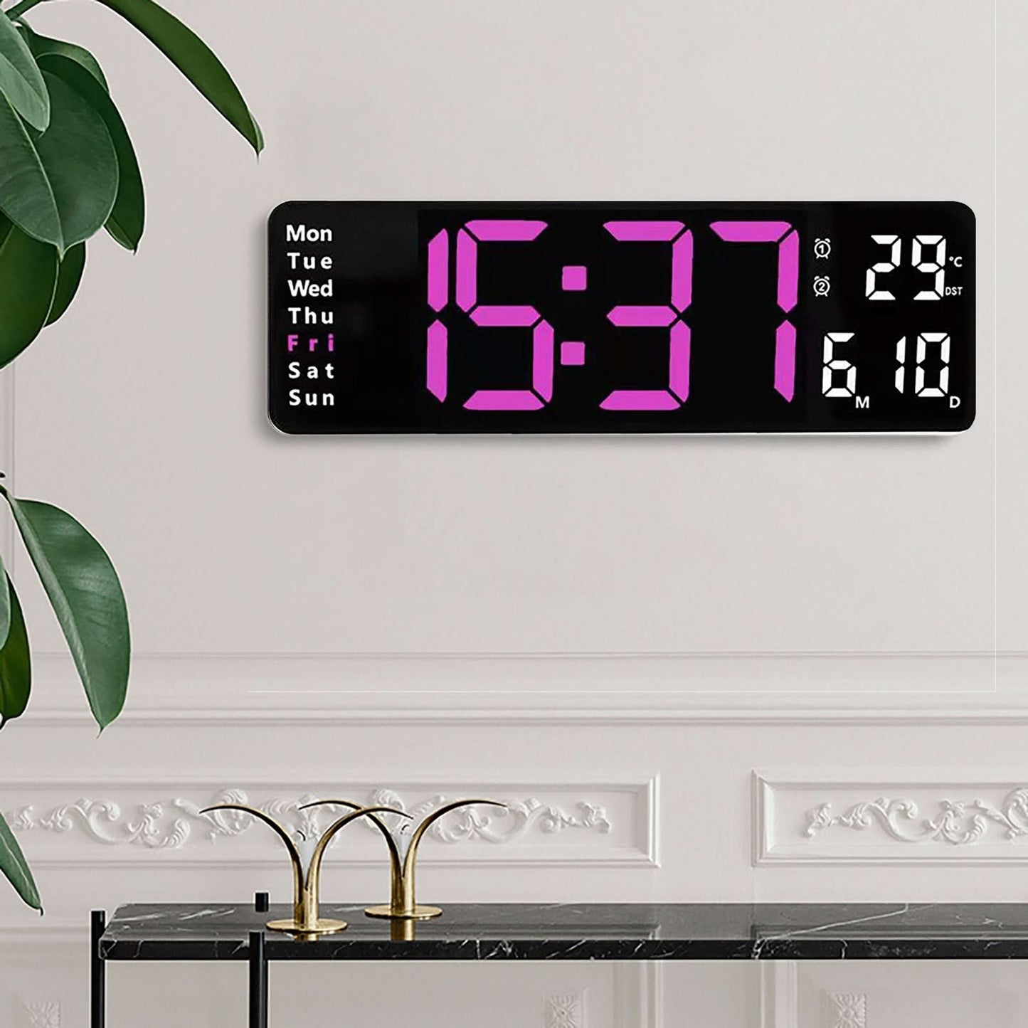 Big LED Clock with Nightlight and Dimmable Display
