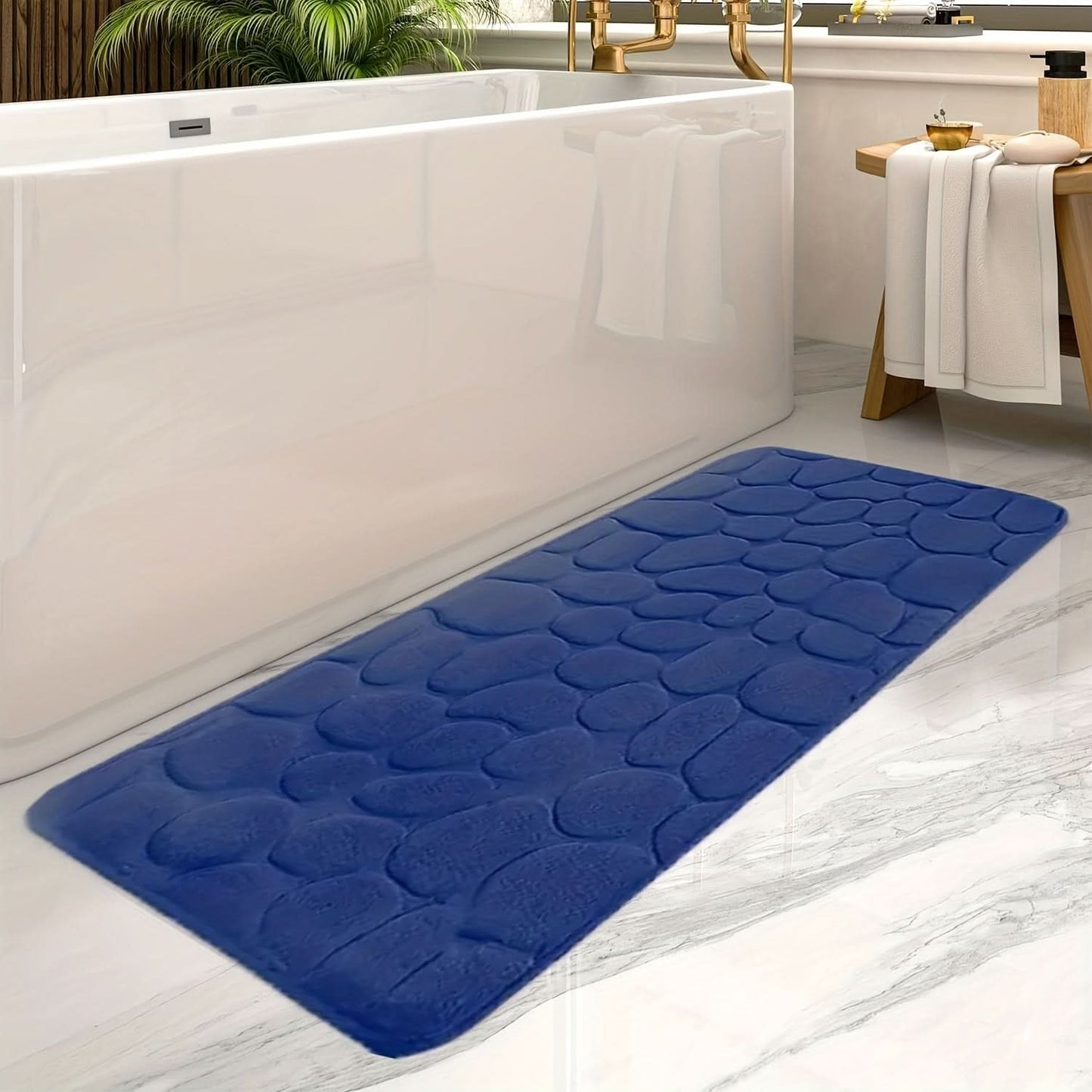 Soft Anti-Slip Bathroom Mat with Classic Stripe Pattern