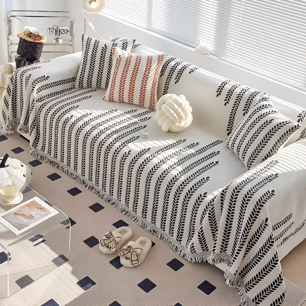 Green Floral Pattern Couch Slipcover