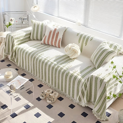 Green Floral Pattern Couch Slipcover