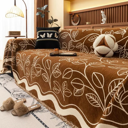 Nature Green Velvet Couch Slipcover