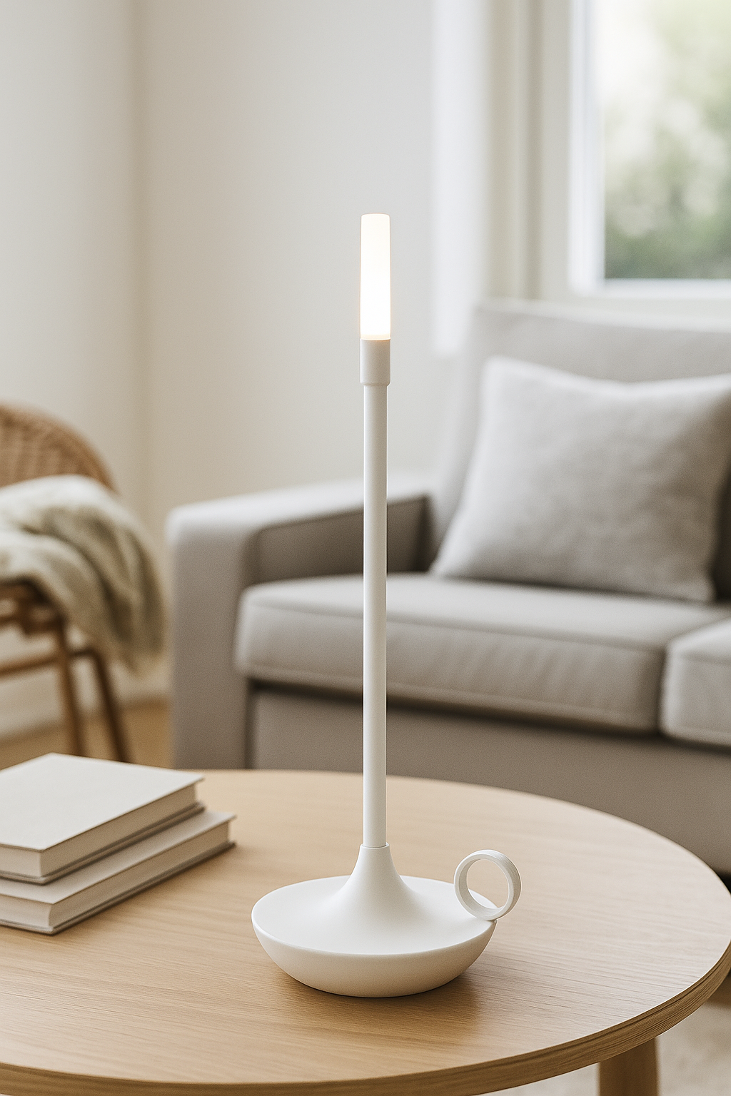 Simple LED Table Lamp - Rechargeable Dimmable Warm Light - Luxicro