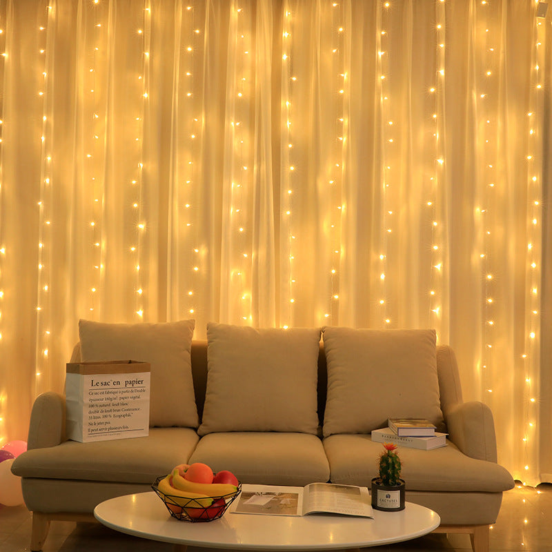 Warm String Lights Window Curtain - Luxicro