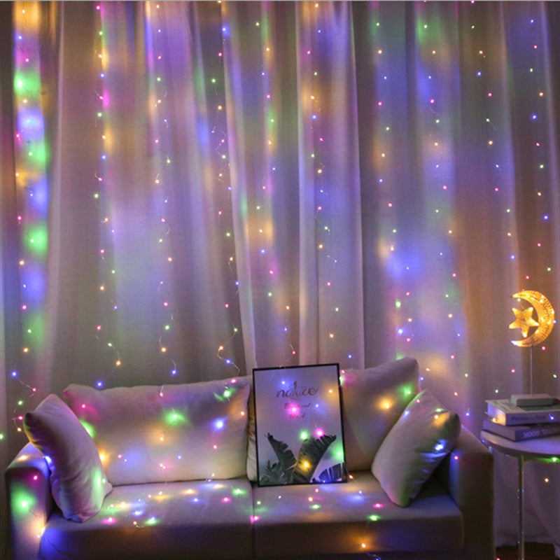 Warm String Lights Window Curtain