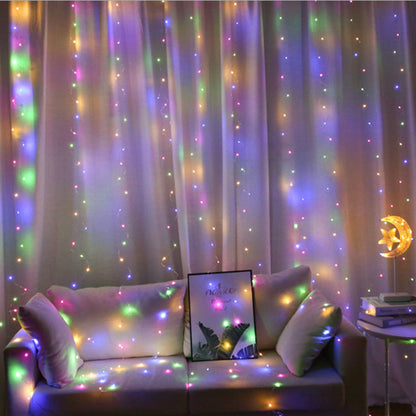 Warm String Lights Window Curtain