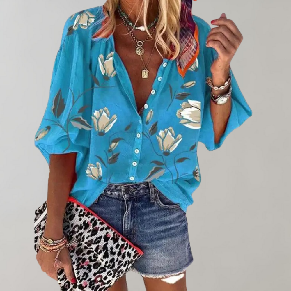 Summer Women's Blouse - Floral Loose Fit Top