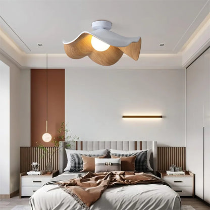 Rustic Wood and Resin Floral Ceiling Light