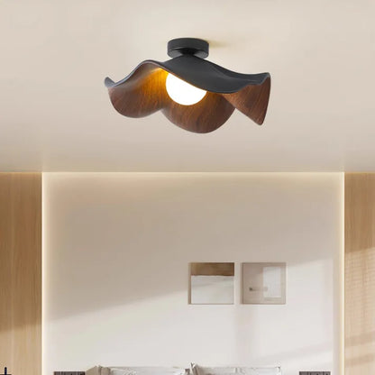 Rustic Wood and Resin Floral Ceiling Light