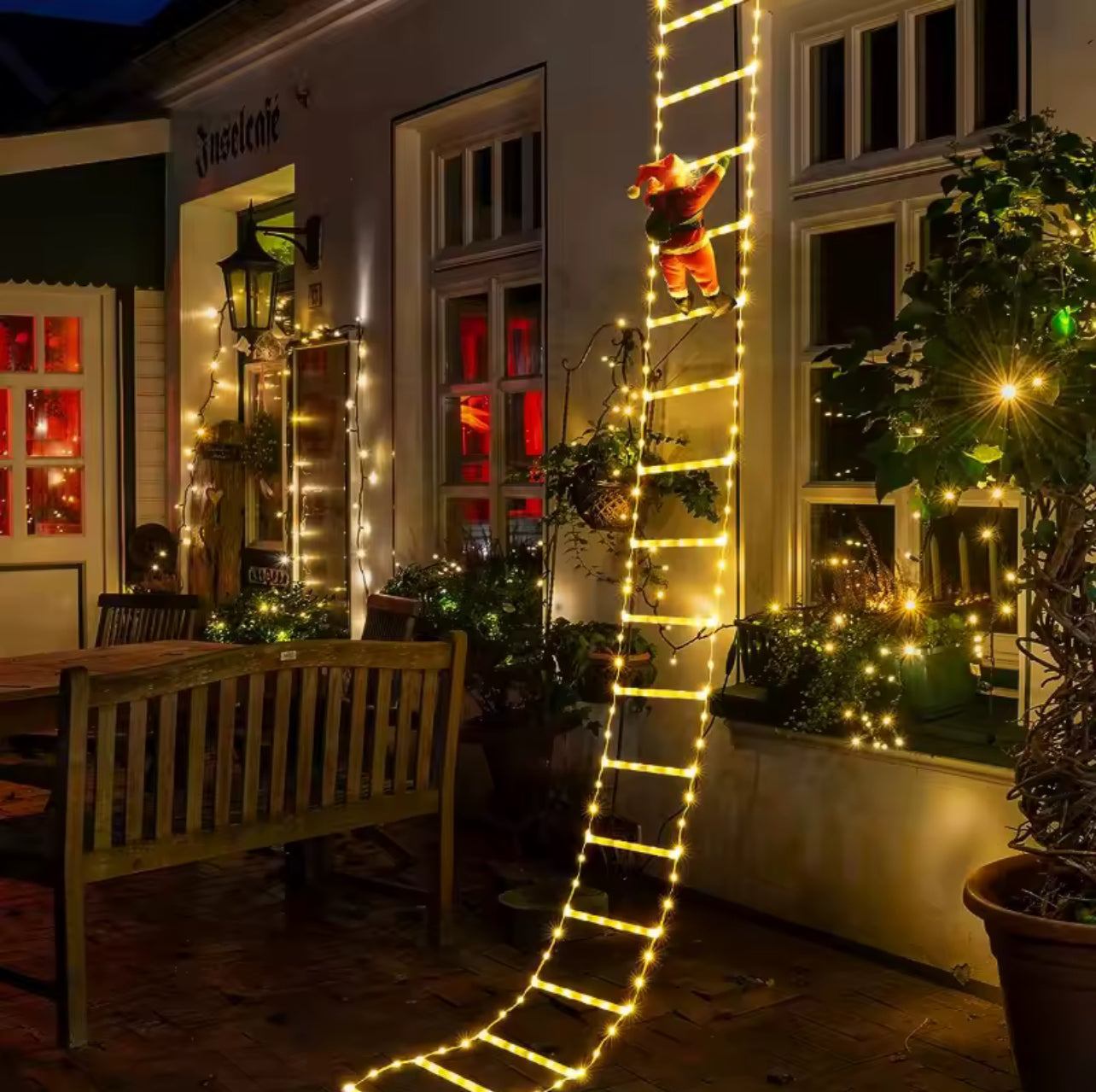 Bright Christmas Yard Decor Santa Ladder Light Display - Luxicro