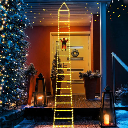Bright Christmas Yard Decor Santa Ladder Light Display