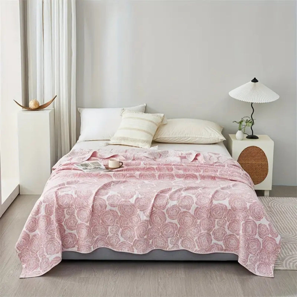 Soft Pink Cotton Throw Blanket - Luxicro