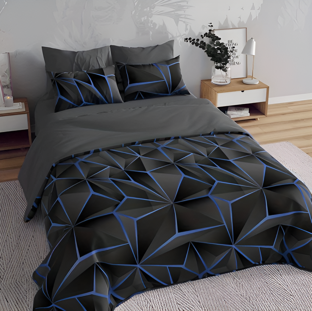 Cozy Fleece 3D Graphic Check Bed Sheet Set - Luxicro