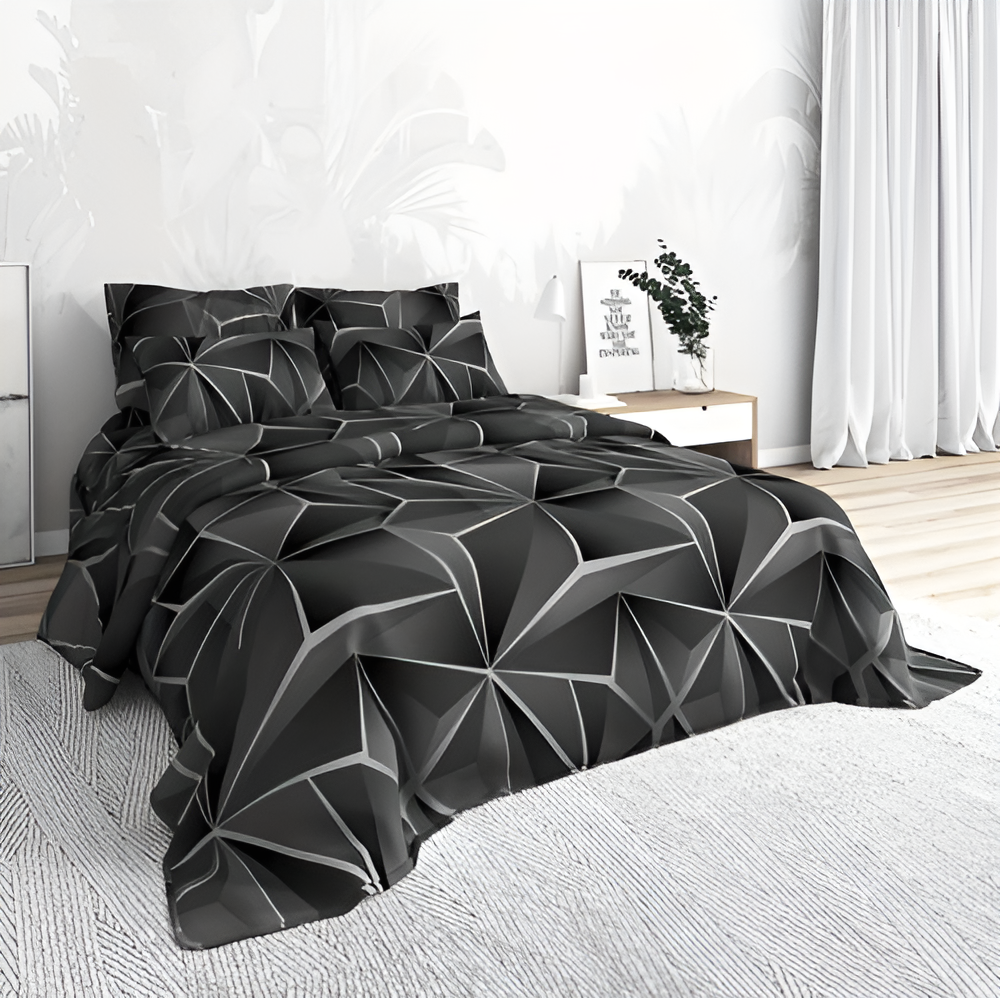 Soft Plush 3D Printed Check Bedding Set