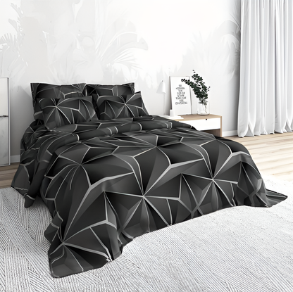 Soft Plush 3D Printed Check Bedding Set