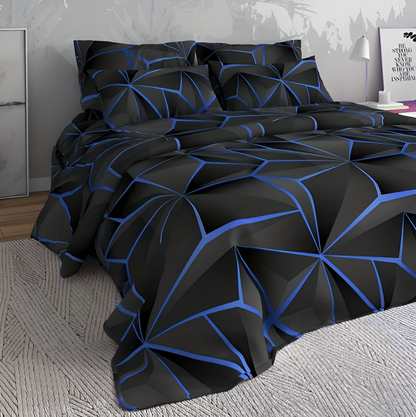 Cozy Fleece 3D Graphic Check Bed Sheet Set