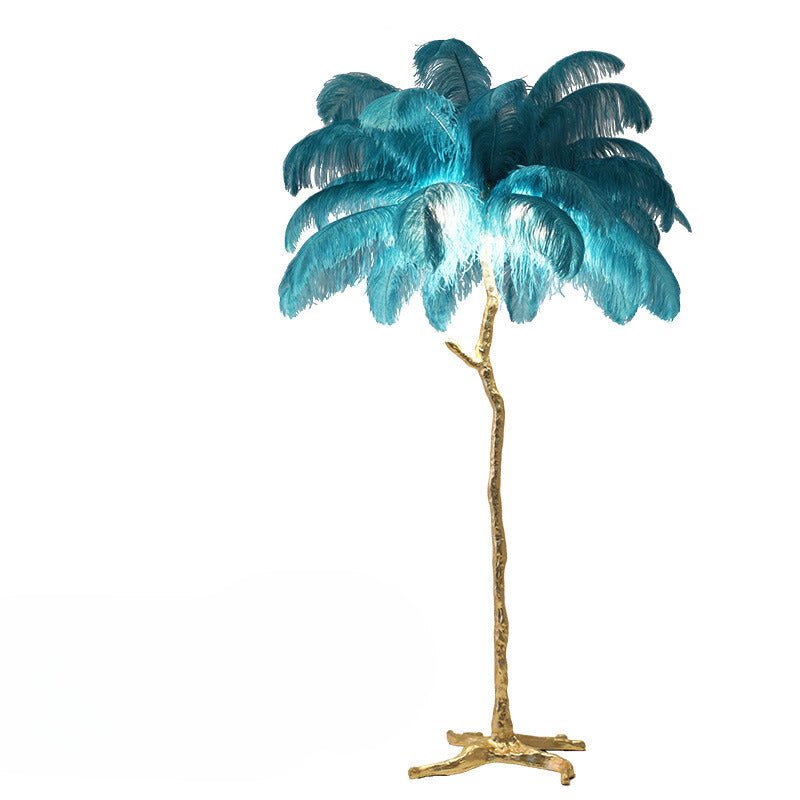 Elegant Plush Feather Standing Lamp