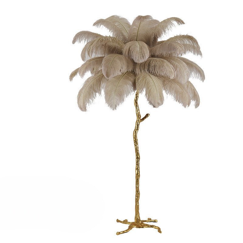 Elegant Plush Feather Standing Lamp
