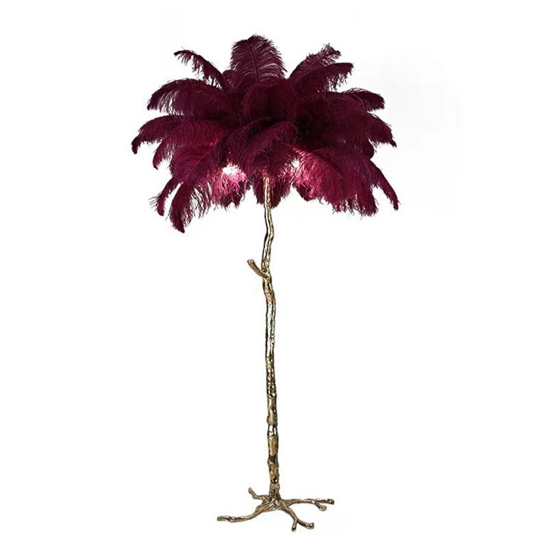 Elegant Plush Feather Standing Lamp