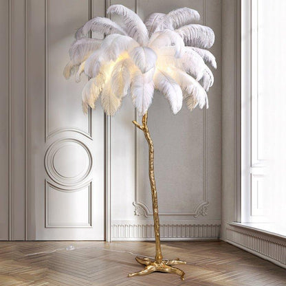 Elegant Plush Feather Standing Lamp - Luxicro