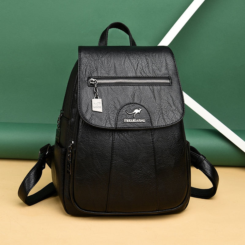 Classic Genuine Leather Daily Backpack for Ladies