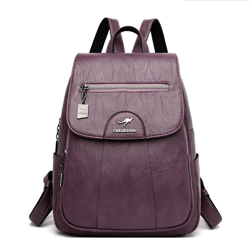 Classic Genuine Leather Daily Backpack for Ladies