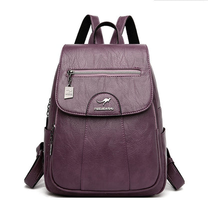 Classic Genuine Leather Daily Backpack for Ladies
