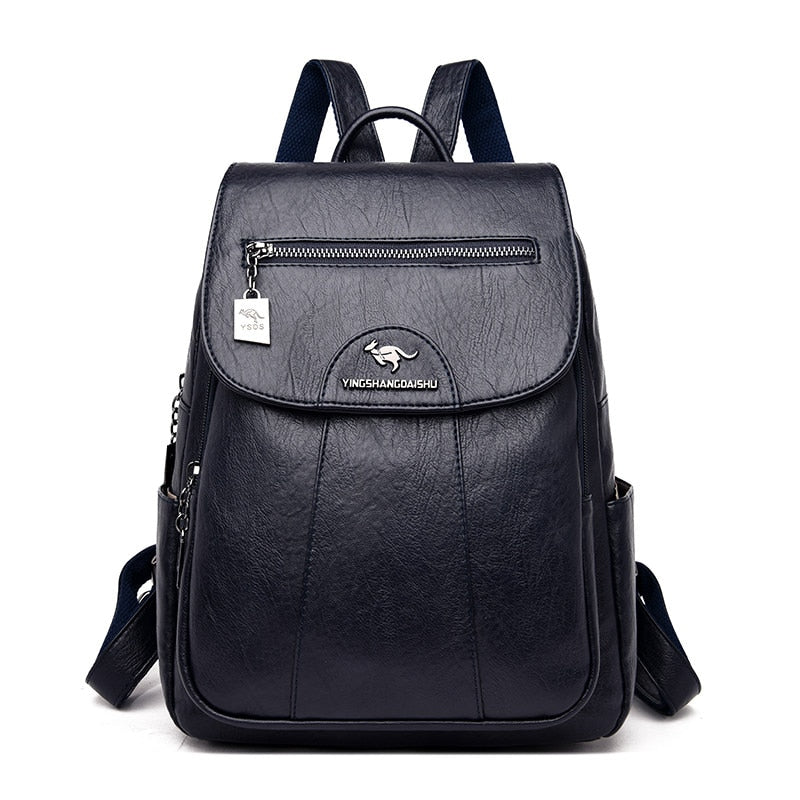 Classic Genuine Leather Daily Backpack for Ladies