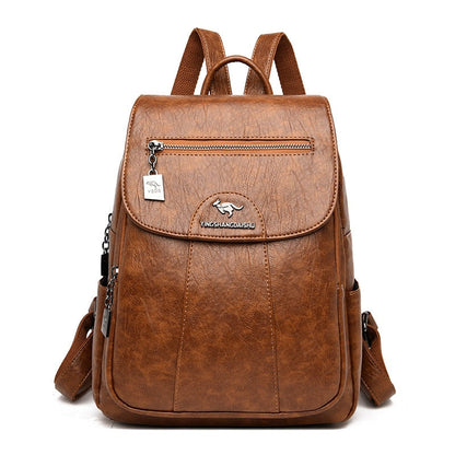 Classic Genuine Leather Daily Backpack for Ladies