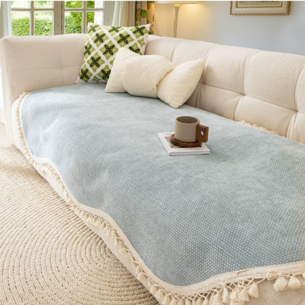 Soft Plush Faux Fur Tassel Couch Slipcover