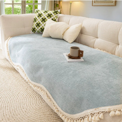 Soft Plush Faux Fur Tassel Couch Slipcover