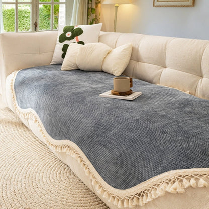 Soft Plush Faux Fur Tassel Couch Slipcover
