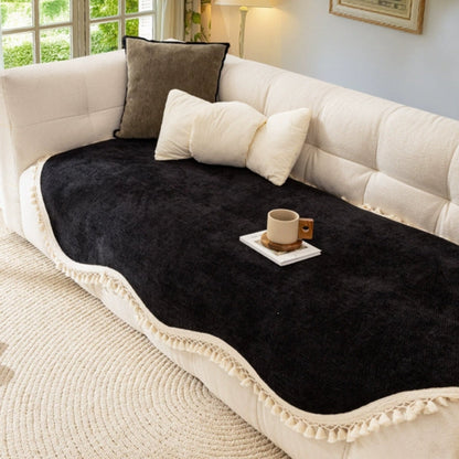 Soft Plush Faux Fur Tassel Couch Slipcover