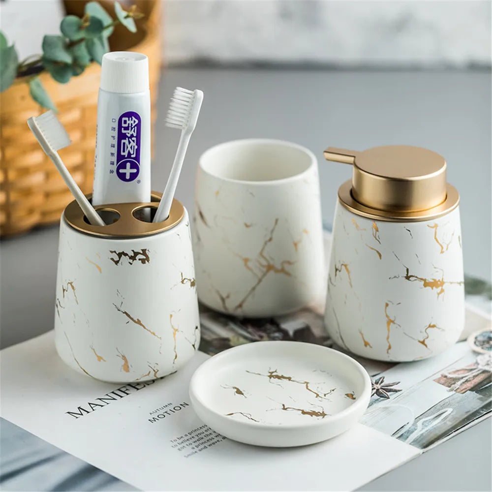 Elegant 4-Piece Bathroom Accessory Set Modern Ceramic - Luxicro