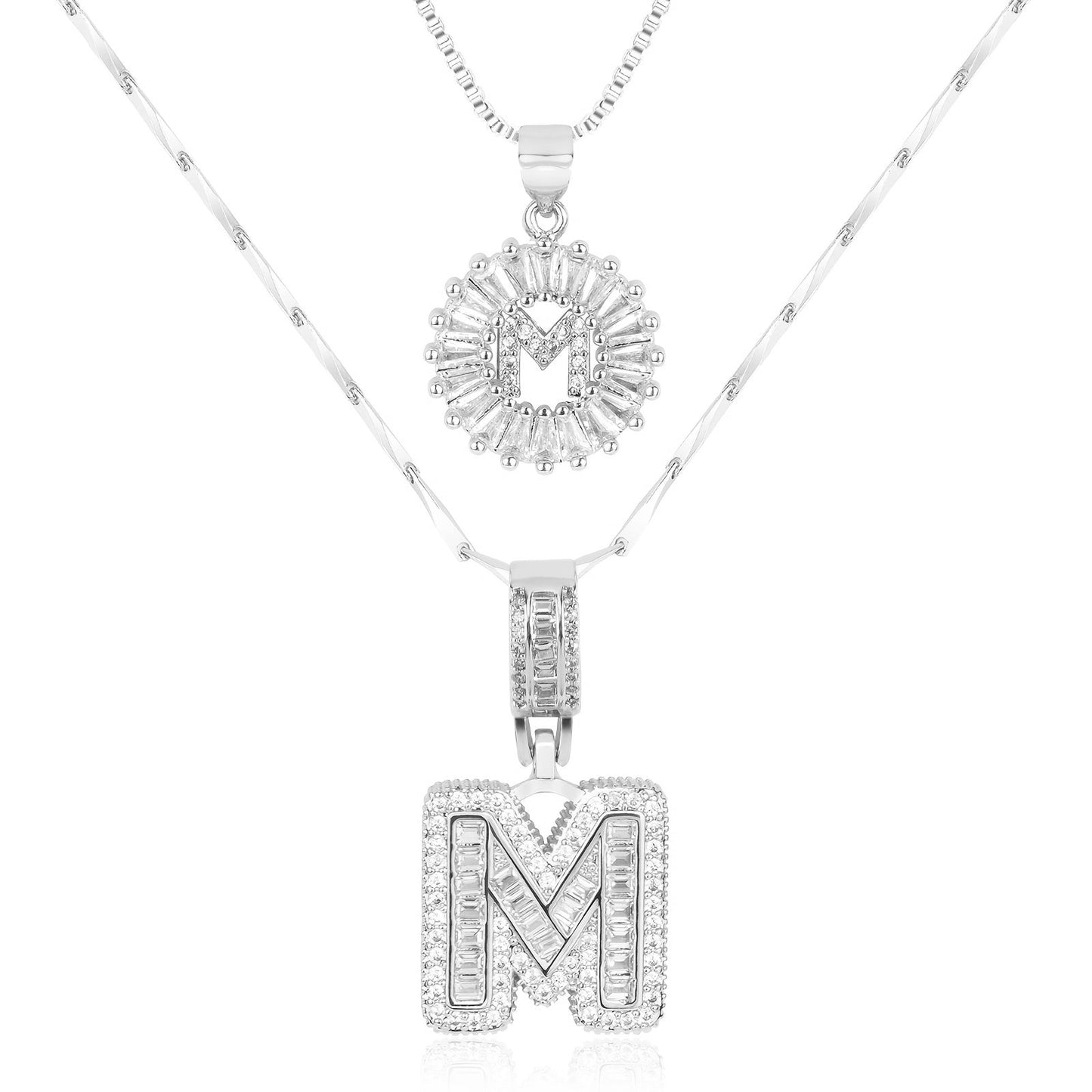 Custom 14k Gold Letter Diamond Necklaces