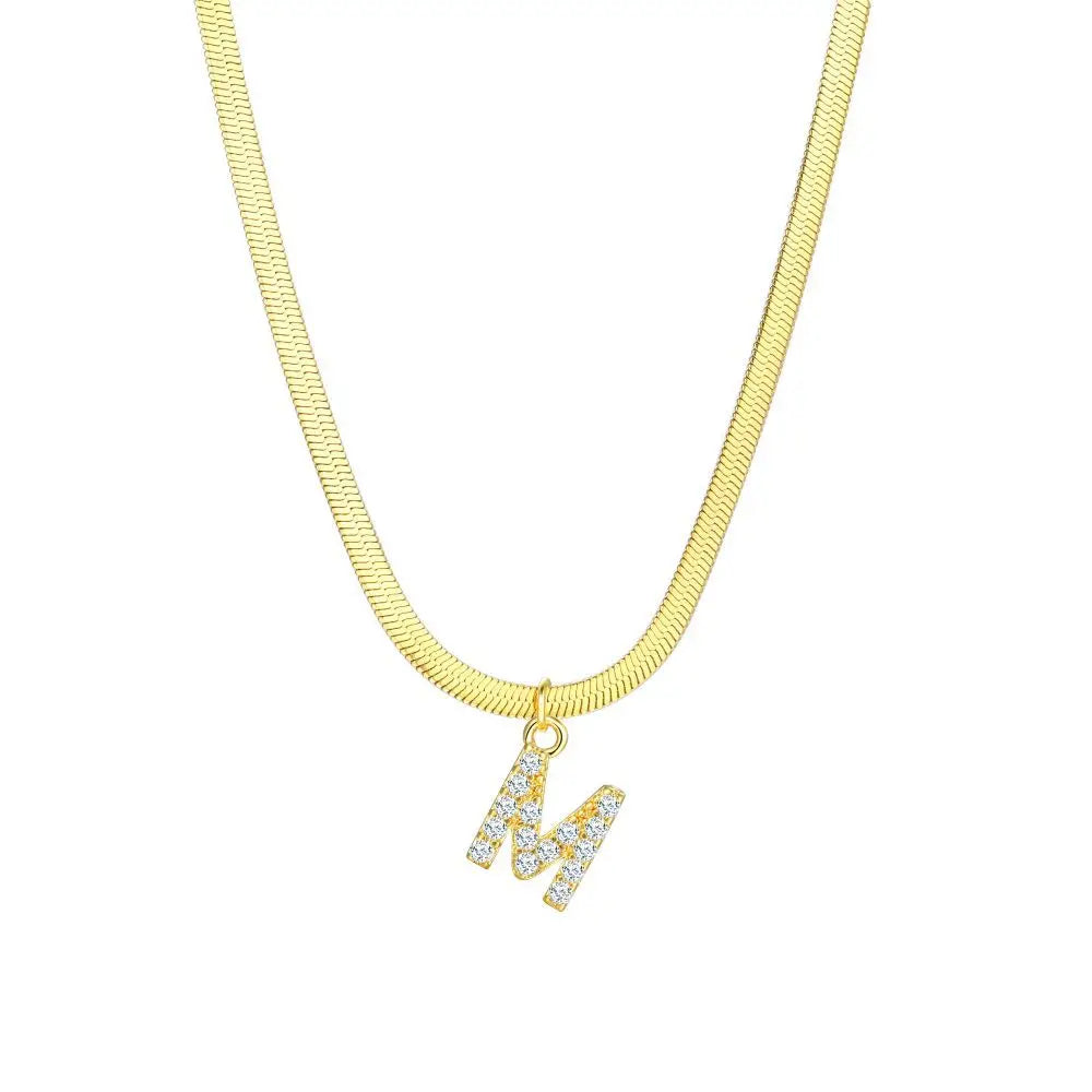 Dainty Initial Diamond Bar Pendant Necklace