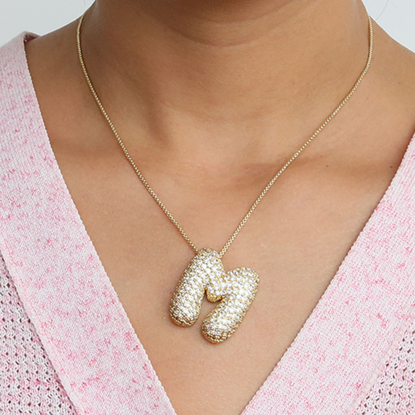 Big Letter Sparkle Initial Necklaces